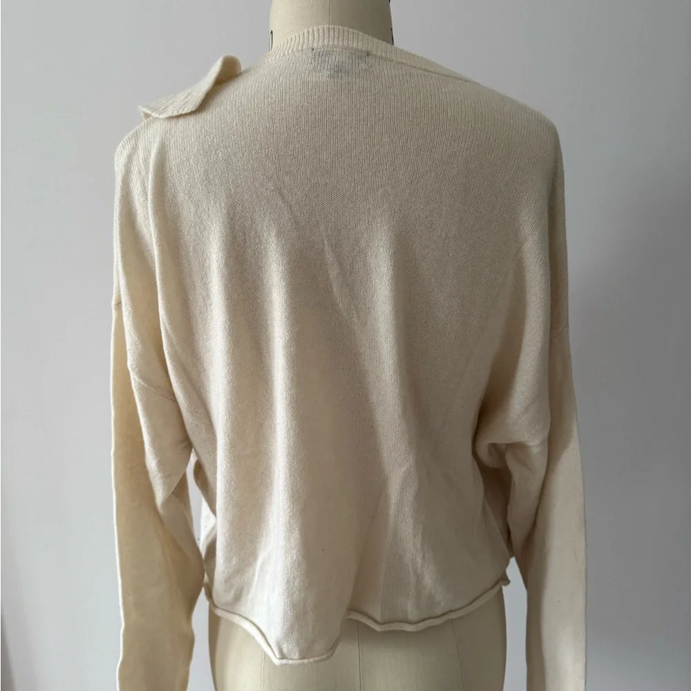 Cashmere Cream Ruffle Sweater - Picture 2 of 4